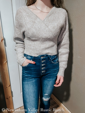 Cropped V-Neck Sweater